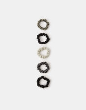 5-Pack Skinny Metallic Hair Scrunchies, , large