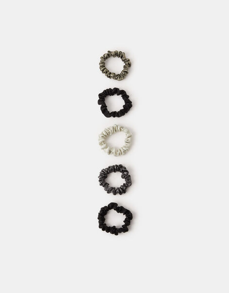 5-Pack Skinny Metallic Hair Scrunchies, , large