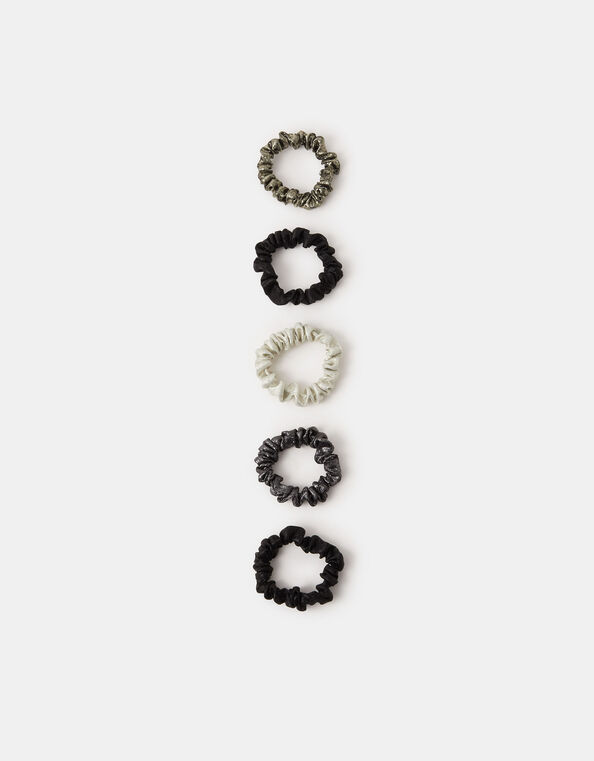 5-Pack Skinny Metallic Hair Scrunchies, , large