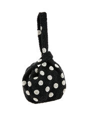 Polka Dot Beaded Duffle Bag, Black (BLACK/WHITE), large