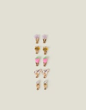 5-Pack Girls Spring Garden Clip-On Earrings, , large