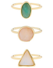 Gold-Plated Gemstone Ring Set, Gold (GOLD), large