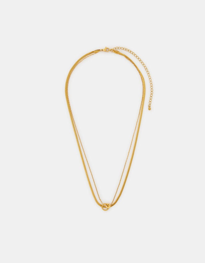 Stainless Steel Ring Layered Necklace, , large