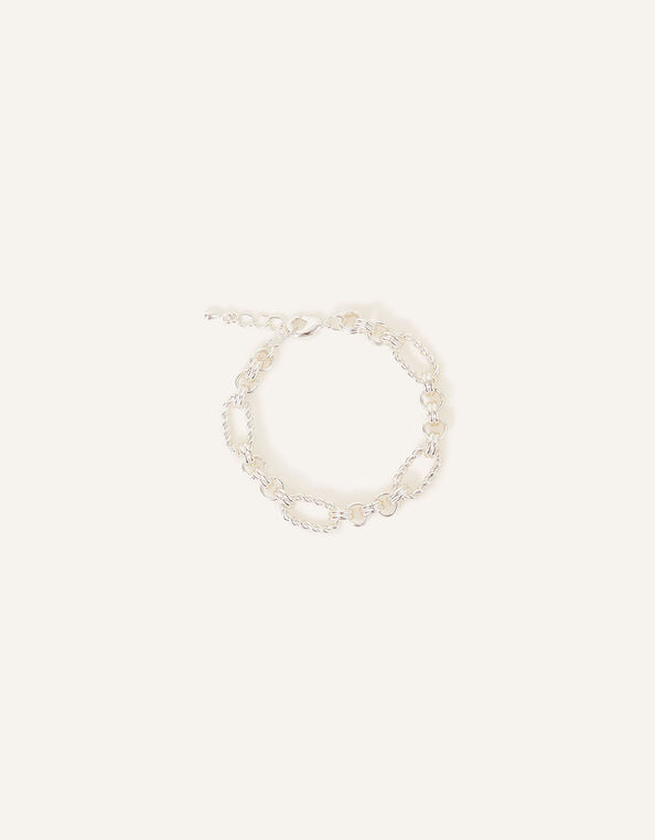 Sterling Silver-Plated Twisted Chain Bracelet, , large