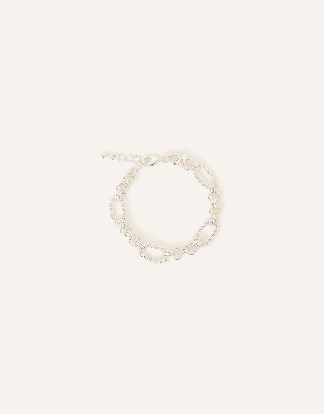Sterling Silver-Plated Twisted Chain Bracelet, , large