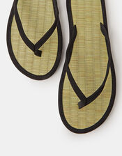 Plain Seagrass Flip Flops, Black (BLACK), large