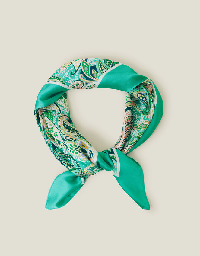 Square Paisley Satin Scarf, , large