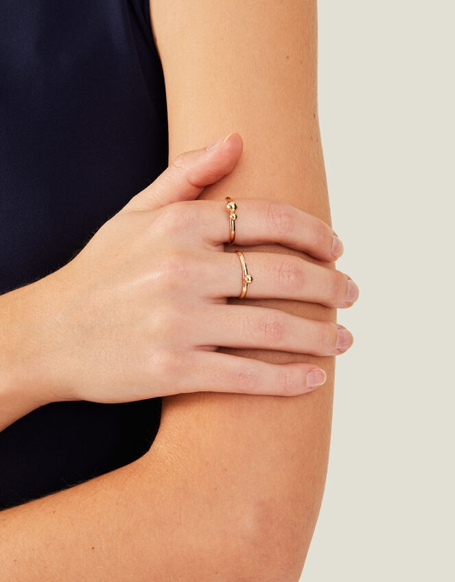 Beaded Rings Set of Three, Gold (GOLD), large