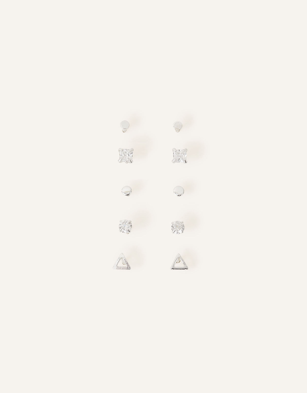 Sterling Silver Shape Studs 5 Pack Silver