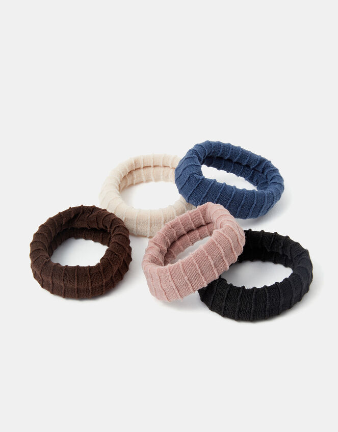 5-Pack Thick Towelling Hair Bands, , large