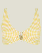 Gingham Bikini Top, Yellow (YELLOW), large