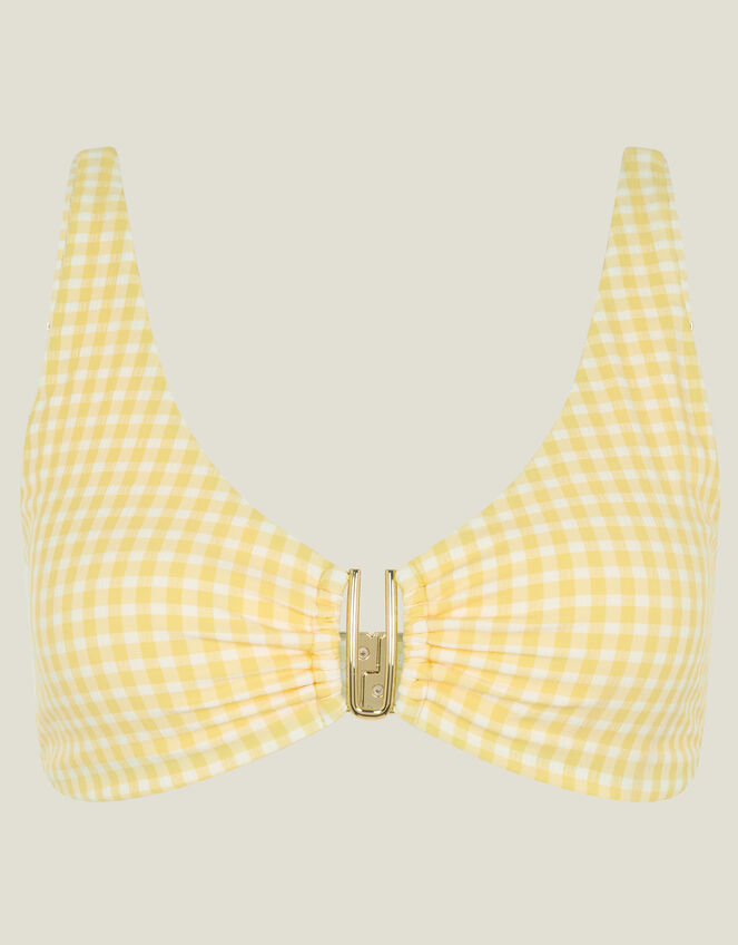 Gingham Bikini Top, Yellow (YELLOW), large