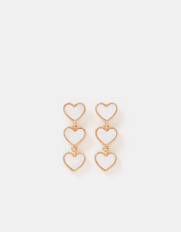 Triple Heart Drop Earrings, , large
