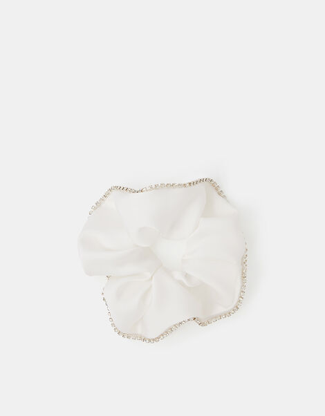 Girls Diamanté Trim Hair Scrunchie, , large