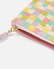 Beaded Gingham Pouch, , large