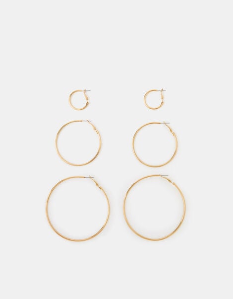 3-Pack Hoop Earrings, Gold (GOLD), large