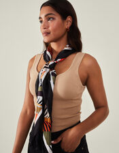 Abstract Print Square Satin Scarf, , large