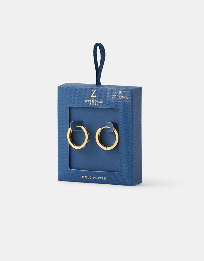 Gold-Plated Sparkle Star Hoop Earrings, , large