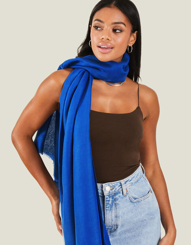 Lightweight Plain Scarf, Blue (BLUE), large