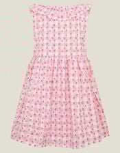 Girls Sleeveless Gingham Strawberry Dress, Pink (PINK), large