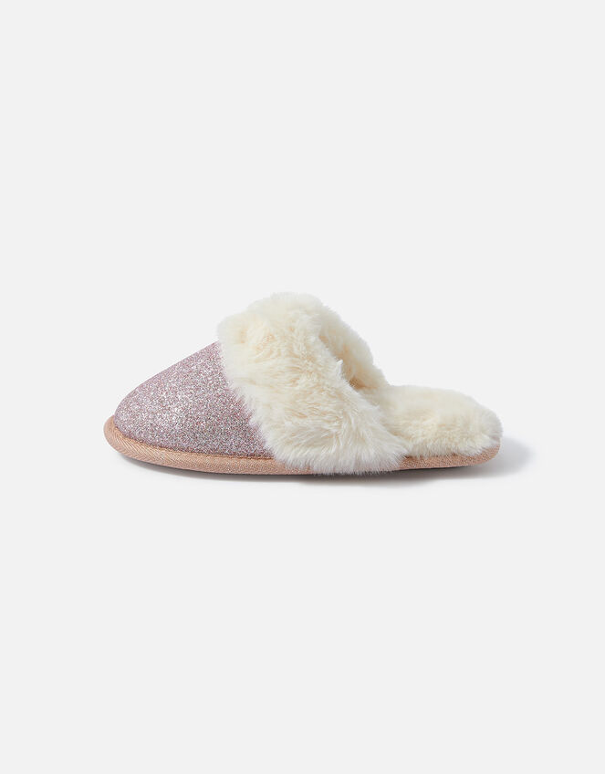 Girls Glitter Mule Slippers, Pink (PINK), large