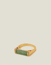 14ct Gold-Plated Aventurine Stone Ring, Green (GREEN), large