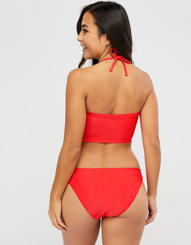 Smocked Bikini Brief with Recycled Polyester, Red (RED), large