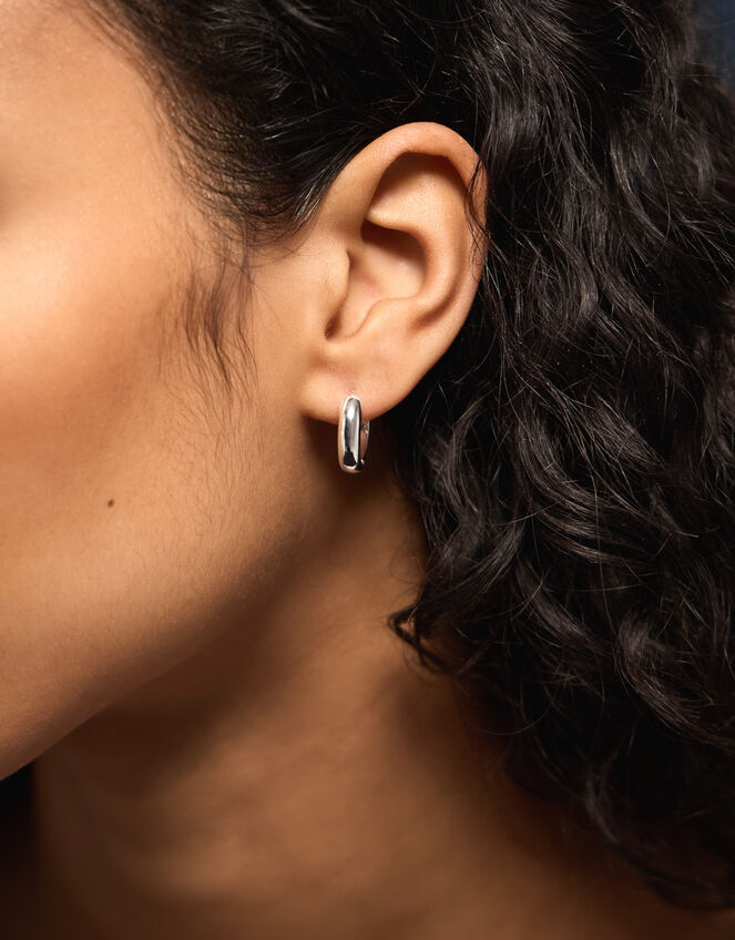 3-Pack Sterling Silver-Plated Hoop Earrings, , large