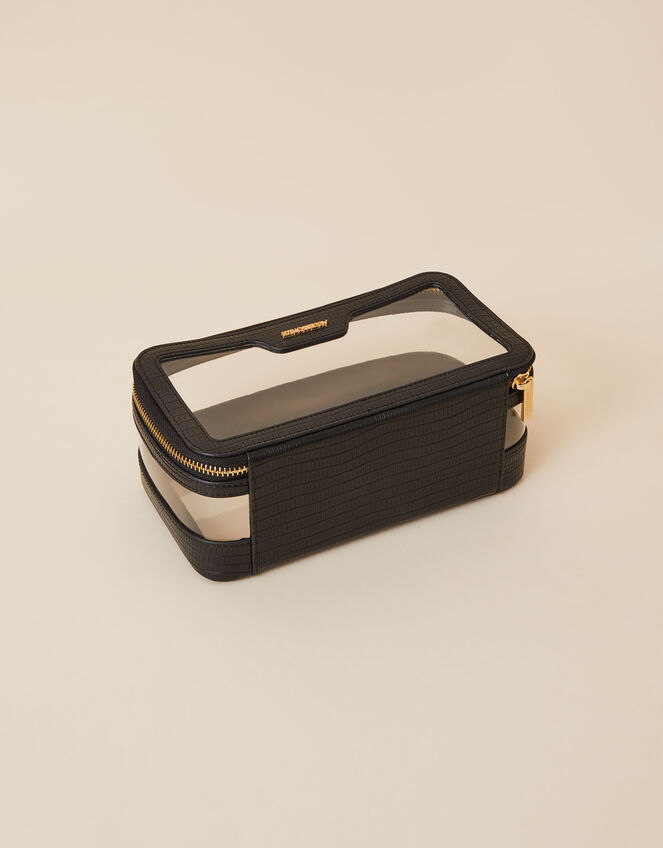 Clear Make Up Bag, Black (BLACK), large