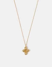 14ct Gold-Plated Ridge Cross Pendant Necklace, , large