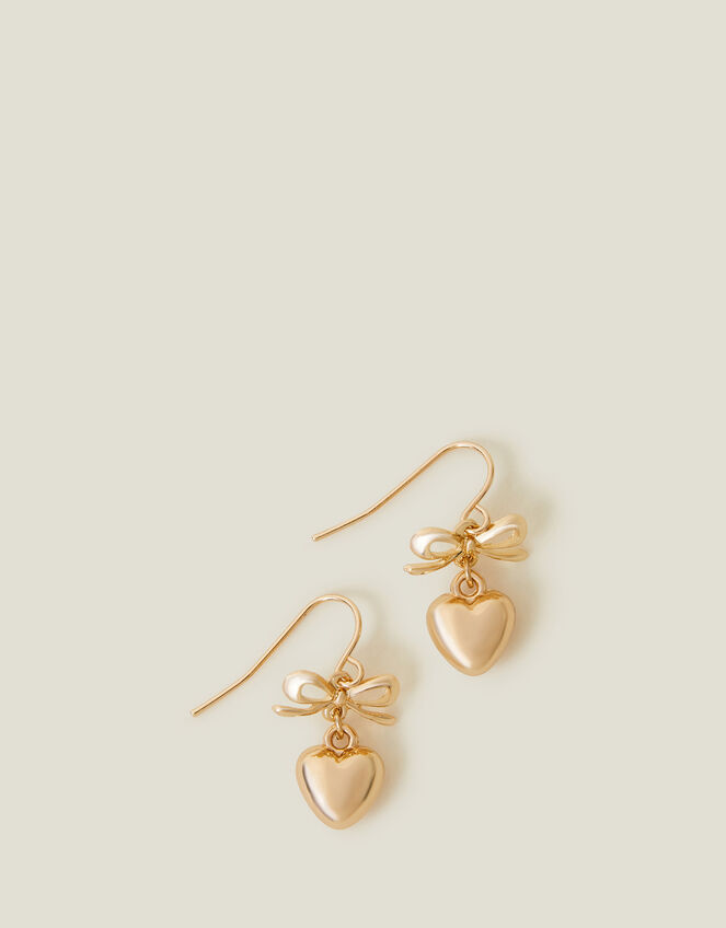 Heart Bow Drop Earrings, , large