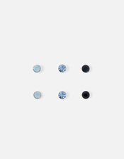 Sterling Silver Ombre Stud Set of Three, , large
