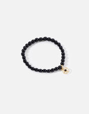 14ct Gold-Plated Onyx Stone Charm Bracelet, , large