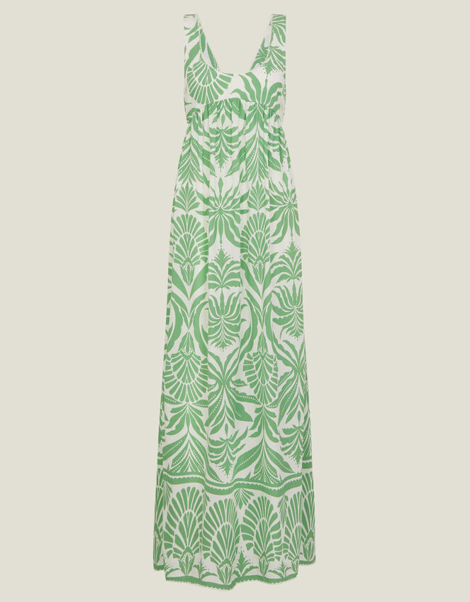Ornamental Print Tie-Back Maxi Dress, Green (GREEN), large