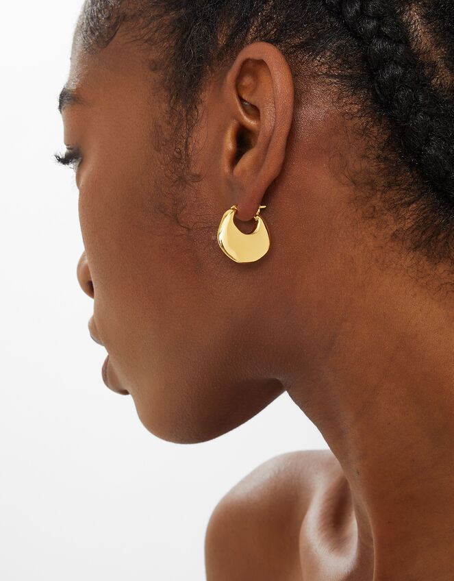 14ct Gold-Plated Chunky Creole Hoop Earrings, , large