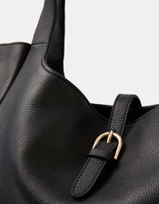 Buckle Tab Leather Shoulder Bag, , large