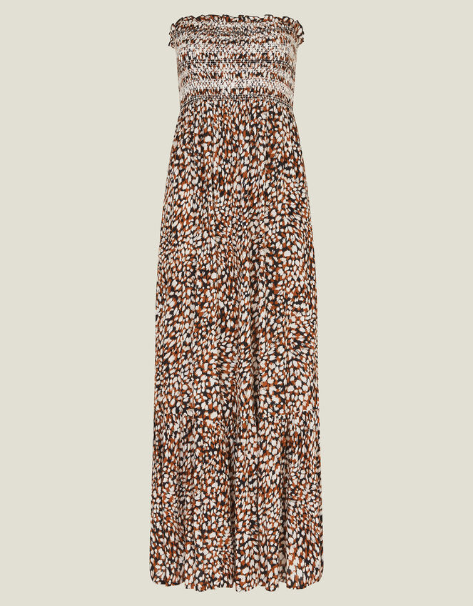 Leopard Print Bandeau Maxi Dress, Brown (BROWN), large