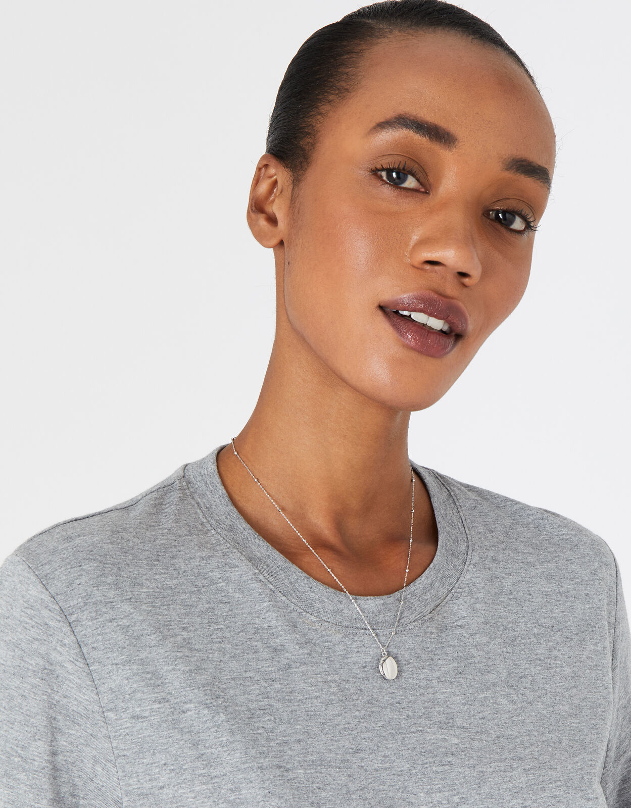 Platinum Plated Locket Pendant Necklace