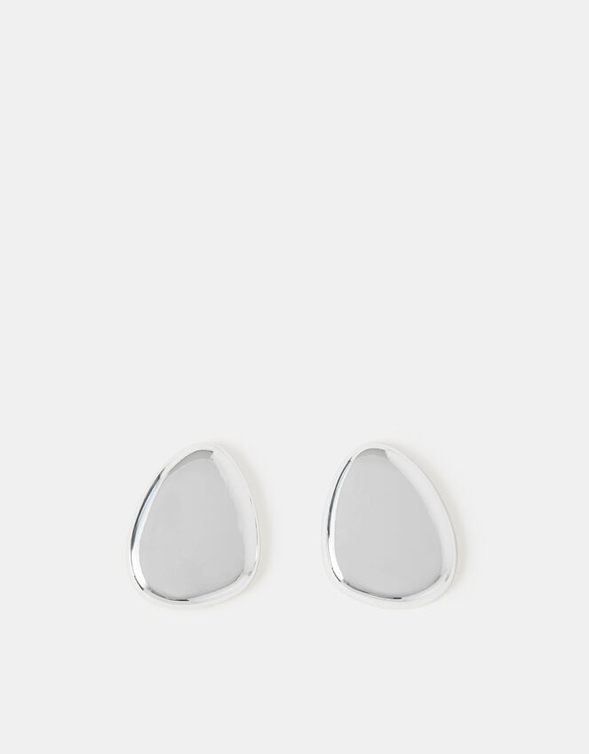 Sculptural Stud Earrings, Silver (SILVER), large