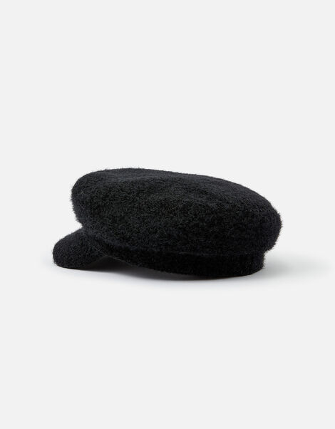 Fluffy Sparkle Baker Boy Hat Black, Black (BLACK), large