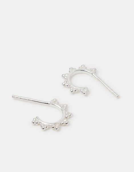 Sterling Silver Filigree Hoop Earrings, , large