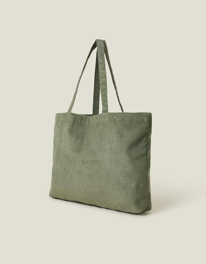 Daisy Embroidered Corduroy Shopper Bag, , large