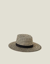 Contrast Woven Straw Hat, , large