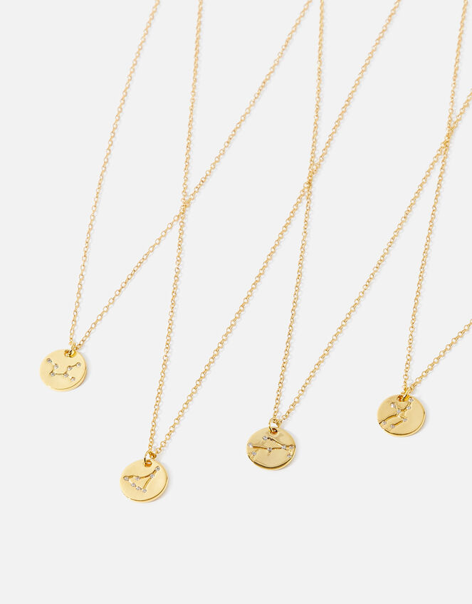 14ct Gold-Plated Constellation Zodiac Pendant Necklace, Gold (GOLD), large