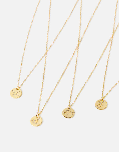 Gold-Plated Constellation Disc Pendant Necklace, Gold (GOLD), large