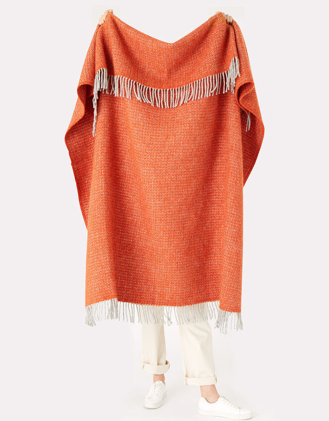 Tweedmill Tassel Throw in Pure Wool, Orange (ORANGE), large