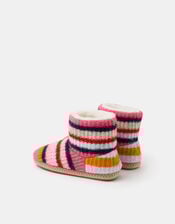 Knitted Stripe Slipper Boots, Multi (BRIGHTS MULTI), large