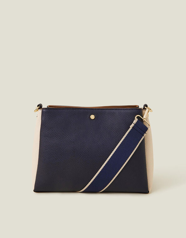 Colour Block Triple Compartment Cross-Body Bag, , large