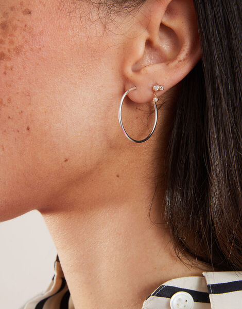 Sterling Silver Hoop Earrings Set of Three, , large