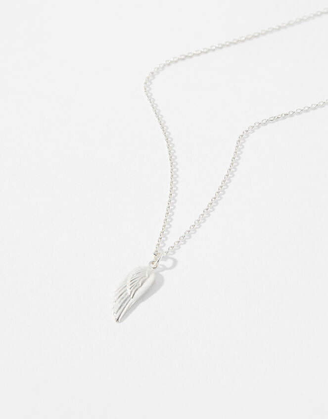 Sterling Silver Angel Wing Necklace, , large